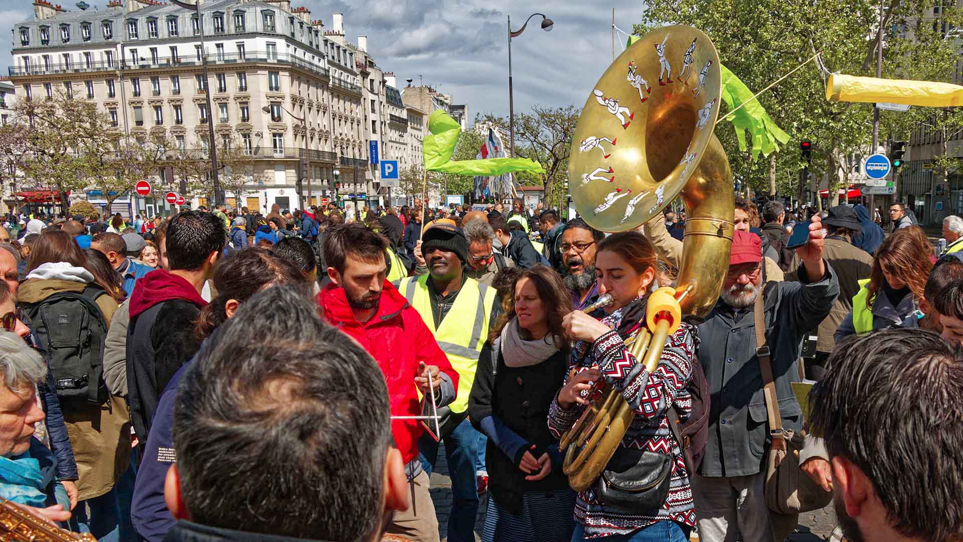 Manifestation des gilets jaunes le 27 Avril 2019,  La musique est au rendez-vous 